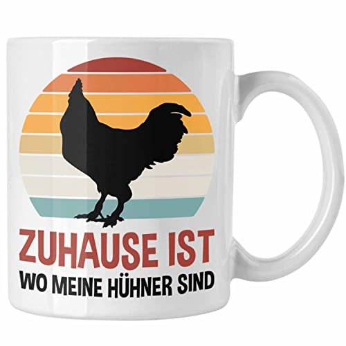 Trendation - Zuhause Ist Wo Meine Hühner Sind Tasse Landwirt Geschenk Bauer Hühner-Fan Züchter Bauerhof Bäuerin Geschenkidee (Weiß)