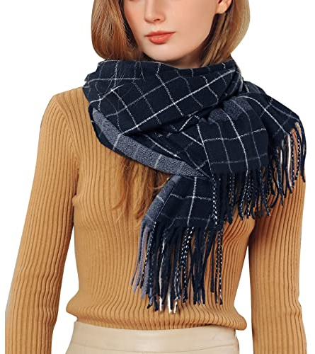 Damen Schal Winter Kariert Groß Deckel Herbst Winter Schlupfschal Kariert Weich Winterschal Frauen Karo Warm XXL Kuschelig Plaid Deckenschal Halstuch Hijab Scarf
