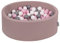 KiddyMoon Rund Bällebad Velvet Bällepool 90X30cm/200 Bälle ∅ 7Cm Ballgruben Für Babys Spielbad Kleinkinder, Hergestellt In Der EU, Erikafarben: Weiß/Grau/Puderrosa