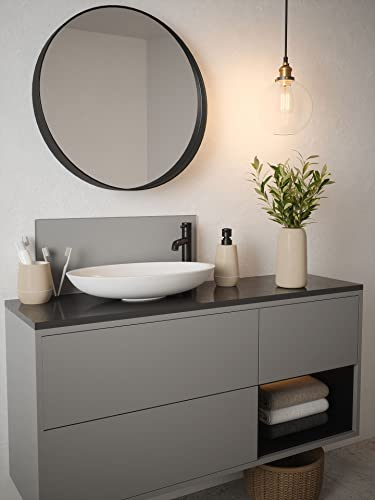 Matt Grey Glass Splashback - Bathroom Sink Back Panel - 250mm x 600mm x 4mm