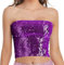 Aohhy Top da donna con paillettes scintillanti, elasticizzato, per feste, discoteca, top a tubo, top corto a sirena, senza spalline, top metallico per feste e club, per busto 60-99,8 cm, Viola, Taglia