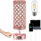 Brabola Lampe de table en cristal, lampe de bureau or rose, décoration de chambre à coucher, table de chevet girly avec 2 ports USB, ampoule incluse pour la maison, le bureau, le salon