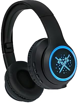 YUSONIC Wireless Kids Headphones, LED Light Up Bluetooth Headphone Foldable, Cute Design, Compatible with Tablets/Laptops (BALCK)
