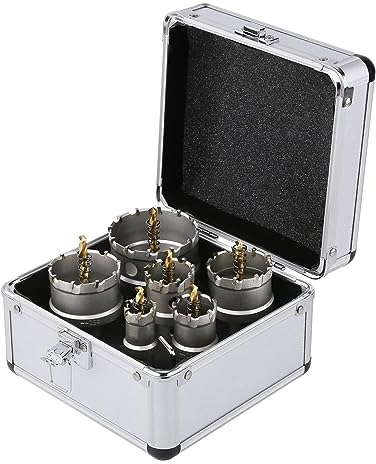 Vearter 6 Stück Lochsäge Set, 22–65mm Hartmetall Lochsägen Set, Lochbohrer Bohrer für Edelstahl, Eisen, Baustahl, Aluminium, Legierung, Kunststoff, Glasfaser