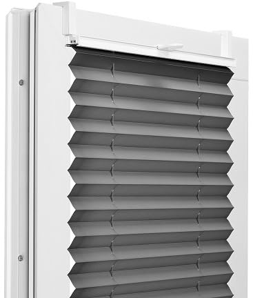 Fenster DEKOR - Plissee Klemmfix ohne Bohren Breite 125 cm x Höhe 120 cm - Fenster Plissees innen Dunkelgrau - Faltrollo Blickdicht - Faltrollos einfach zu montieren - Blissett Rollo