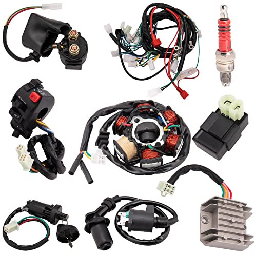 Ewillownm Compatible avec Le kit Complet de Faisceau de câblage pour ATV Quad 4 Four Wheelers GY6 50CC 70CC 110CC 125CC Go Kart Dirt Pit Bikes