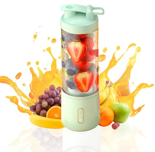 Portable Blender,500ML Personal Blender 12 Blades USB Rechargeable Fresh Juice Blender Bottle,Portable Smoothie Maker for Smoothies/Fruit Shakes/Baby Food Blender,Mini Blender for Office,Sports,Travel