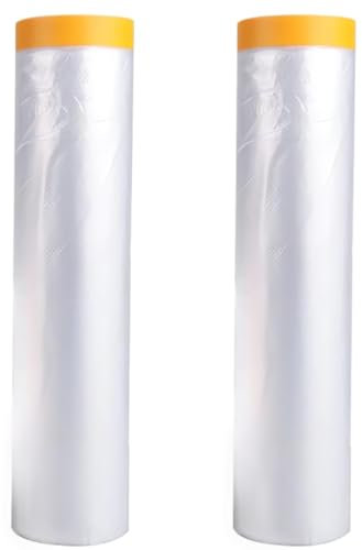MIUPOO Lot de 2 rouleaux de film de masquage étanche à l'eau et à la poussière pour meubles, murs, voiture, moquette - 4,5 x 20 m