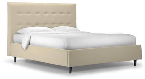 Mondo Viro Bett mit Stauraum New York, modern, aus glattem Samt (Creme, Doppelbett – 180 x 200 cm)