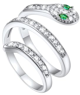 U7 Schlangen Ring für Damen Herren Offener Ring Verstellbar Schlangenring Vintage Punk Ringe mit CZ Schlange Fingerring Snake Adjustable Open Ring Statement Ring Siegelring Modeschmuck für Muttertag
