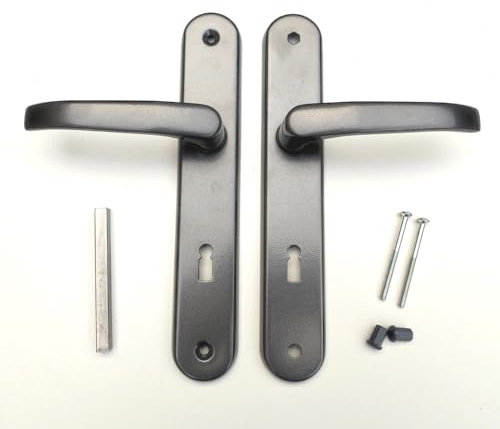 MonJar Langschild Türbeschlag Türdrücker Türgriff Türklinke Drückergarnitur Links Rechts Graphit 90mm (BB-Buntbart)