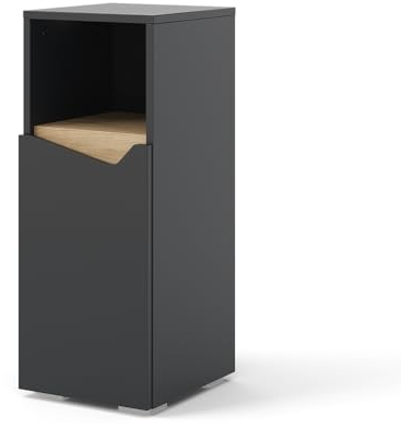 Vicco Midischrank Marelle, Anthrazit/Anthrazit, 30 x 74.5 cm mit Tür und offenem Fach