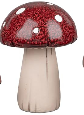 Deko-Pilz Fliegenpilz stehend 14cm Keramik rot mit weißen Punkten