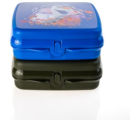 Generisch TW Sandwichbox Dinos Grün + Blau Schneemann Olaf Brotdose Dose Pausenbox Sandwich Box (inkl. 1x Schlüsselanhänger)