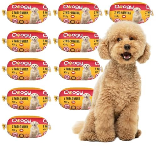 Hundewurst Rind | Hundefutter Wurst Nasfutter Hoher Fleischanteil Premium | Hunde-Rolle mit Rind | Nassfutter für Hunde (10 x 450g)