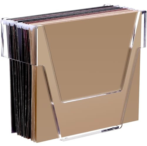 SANRUI 1Pcs Hanging File Folder Box, Letter Size Acrylic Hanging File Organizer,Clear Portable File Folder Box with Handle,Filing Storage Holder for Home Office School