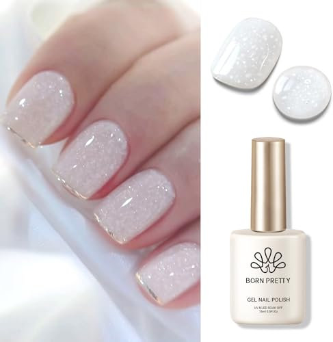 Born Pretty UV Nagellack Milky White Jelly 15ml - Gel Nagellack UV Glitzer Schimmer Schnee Transparent Natur UV LED Soak off Manicure Gel Lacquer Varnish