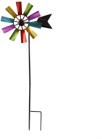 Oniissy Mulino a vento in metallo, decorazione da giardino, girevole a 360 gradi, per esterni, per patio o cortile, mulino a vento da esterno