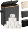 Toilettenpapier Aufbewahrung Korb mit Deckel aus Bambus für Mega Toilettenpapier, Toilettenpapier Stehend Klopapier Aufbewahrung Box Bad WC-Papier Badezimmer Organizer, Ersatzrollenhalter, Grau