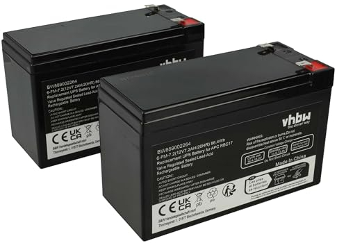 vhbw 2X Akku Ersatz für APC RBC48 für USV (7200 mAh, 12 V, AGM)