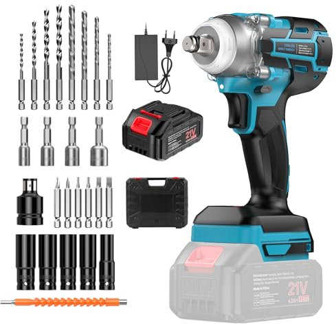 Ctalyn 21V Avvitatore a Impulsi Brushless, 300N.m 1/2 Pollice, Batteria 4000mAh, 6 Prese, Motore Senza Spazzole, Alta Capacità di Foratura per Metalli