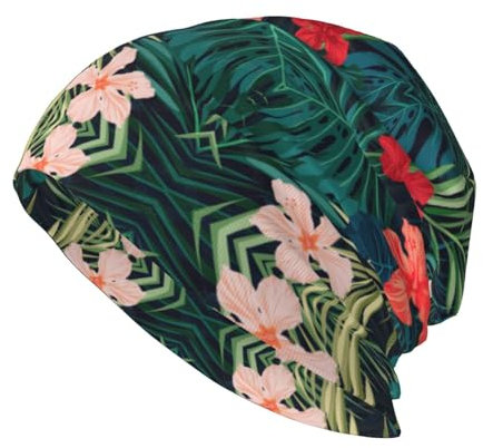 OAROK Sommer Hawaii Erwachsene Mode Strickmütze Bean Hat Elastische Krempe Hut Warme Mütze Täglich Zuhause Schwarz, Schwarz, Einheitsgr��e