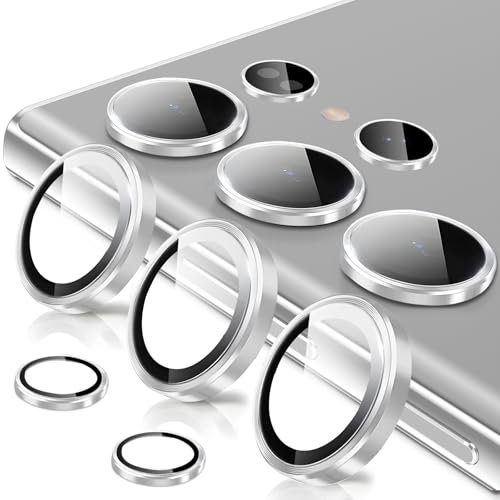 Oelrstfe Pellicola Fotocamera per Samsung Galaxy S23 Ultra,Posteriore Obiettivo Protezione Vetro Temperato,HD Trasparente Lente Schermo,Durezza 9H Anti-graffio Ultra Resistente Camera,Argento