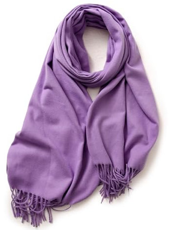 KARMA.DIEM Cashmere Merino Mix - Super Weicher XXL Schal - 180x65cm - Unisex - Pashima/Stola/Extra Breit für Mann & Frau (21 Lila)