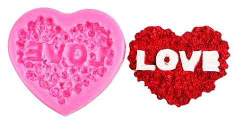 Candle Moulds, Silicone Candle Moulds with Rose Heart-Shaped, 3D DIY Moulds for Making Candle, Soap, Candy, Chocolate, Cake or Ornament ﻿