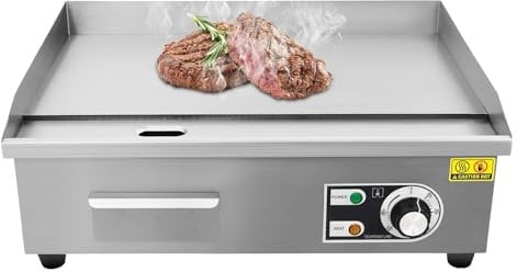 Elektro Grillplatte, 3000W Kommerziell Elektrogrill mit 0.5L Ölwanne, 50-300°C, Elektrogrill für Gemüse, Fleisch, Steak, Hühnerfilet