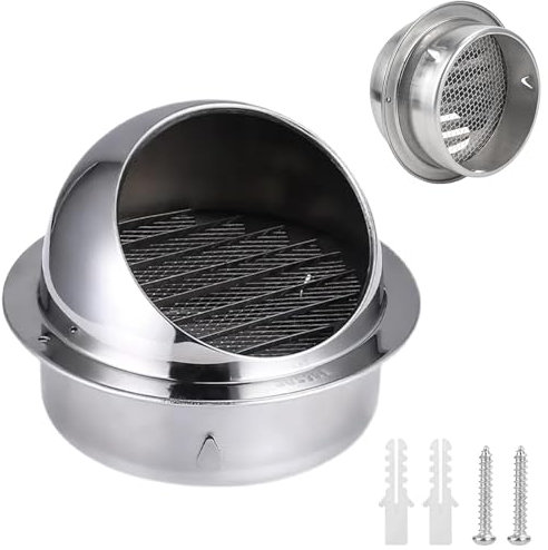 125 mm Rejilla Ventilacion, Tapa Extractor Cocina, Rejillas de Ventilacion, Rejilla Chimenea, Rejilla Ventilacion Redonda, Rejilla Campana Extractora, Rejilla de Ventilación Campana, con Mosquitera