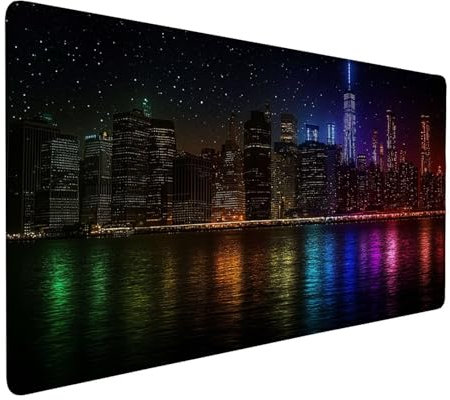 Mauspad Schwarz Mousepad Stadt Mauspad XXL 700x300x3mm Schreibtischunterlage, Wasserdichte Gaming Mousepad, Mit Anti-Rutsch Tastatur Unterlage, Langlebige, Gaming Zubehör für Büro Deko Geschenk J1-197
