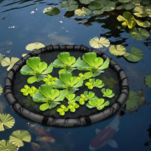 DHliIQQ Floating Flora Fish Barrier,18/24/32 Plant Protector Fine Mesh Floating Pond Corral with Lifting Ring,Protective Floating Plant Netting,Floating Island Plant Protector