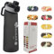 BOPELMALLS Air Water Bottle with 7 Flavour Pods,700ml Drinking Bottles BPA Free Scented 0 Sugar Calorie,Leak Proof Water Bottle with Straw for Gym,School,Office and Travel (Black)