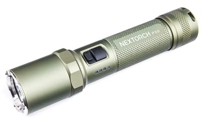 Nextorch Linterna recargable P80 de alto lúmenes, potente linterna táctica LED de 2100 lúmenes con 5 modos y estroboscópica para trabajo nocturno, aventura al aire libre, autoprotección, uso diario