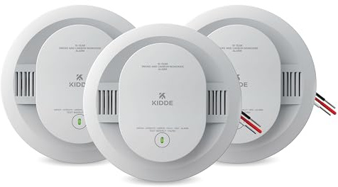 Kidde - Detectores de Humo y monóxido de Carbono con Cable para el hogar, batería de Emergencia de 10 años, interconectable