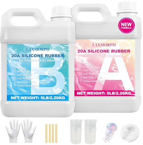 20A Liquid Silicone Moulding Silicone, 2.26 kg + 2.26 kg Silicone Mould Making Kit, Easy 1: 1 Ratio, Easy Mould Release, Low Viscosity, Ideal for DIY Resin Moulds, Candle Mould, Soap Mould, Crafts