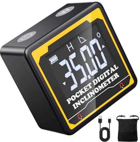Preciva Digitale Wasserwaage, Vierseitig Magnetisch, IP54 Wasserdichter Neigungsmesser, Winkelmessgerät, Typ-C-Schnittstelle, Geeignet für Tischlerei, Bauwesen, DIY