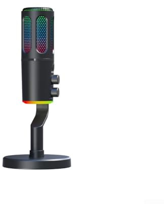 Dynamisches Mikrofon für Streaming und Gaming mit XLR-USB, Rauschunterdrückung, RGB, Stummschaltung und Verstärkungsregler und Kopfhöreranschluss für Echtzeitüberwachung