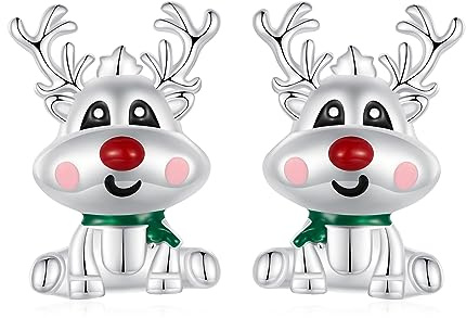 Kerraom Weihnachten Schmuck 925 Silber Ohrringe, Hypoallergenic Weihnachtsbaum/Rentier Design Ohrringe, Neujahr Geschenk für Frauen und Mädchen, Winter Party Ohrstecker