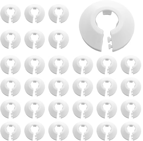 30 Pièce Rosettes Simples pour Tuyau de Chauffage, Cache Tuyau Plomberie, Rosaces Tuyauchauffag, Facile à Installer et à Enlever, Chauffage Plomberie Couvercle, Design Épuré et Élégant