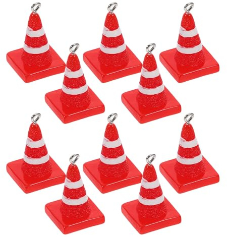 Gogogmee Piccolo cono di traffico ciondolo in resina 3D cartello stradale fascino per gioielli fatti in casa orecchini collane portachiavi accessori per cantieri creativi accessori