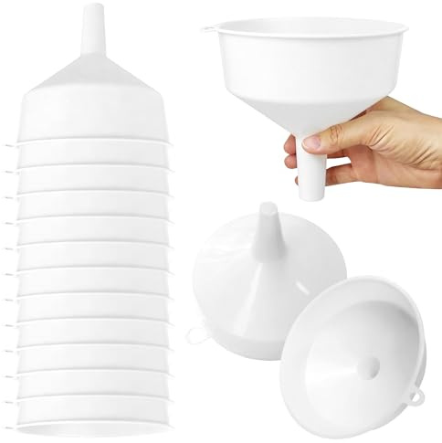WENLISELL 15PCS 15cm White Plastic Funnels for Filling Bottles or Container