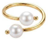Purelei Pearl Muse Ring, Süßwasserperlen, Edelstahl vergoldet, Größenverstellbar, S/M und M/L, Natürlicher Glanz
