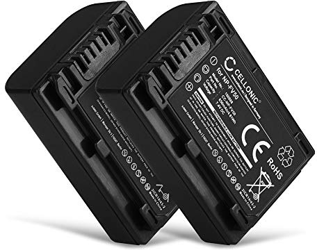 CELLONIC, Batterie pour Caméra, Compatible avec Sony AX53 4K HANDYCAM FDR-AX53, NP-FV70, NP-FV50 (7.4V, 650mAh) 2 Pièces