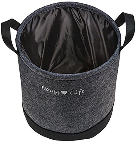 OOTB 190193 Grauer Filz-Wäschekorb, Easy Life, Filz, Grau, 37.5 x 37.5 x 10 cm, 1 Einheiten