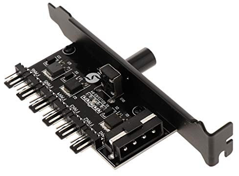 Gazechimp PC Fan Speed Controller 6 Way Cooling Fan Hub 1 to 6 Multi Way Splitter 4-pin Power Socket PCI Bracket