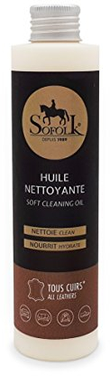 Sofolk - Huile Nettoyante pour Cuir 2 en 1 - Entretien du Cuir - 50% d’Huile Nourrissante, 50% Savon Naturel - Nettoie, Nourrit et Hydrate Le Cuir - Fabrication Française - 200 ML