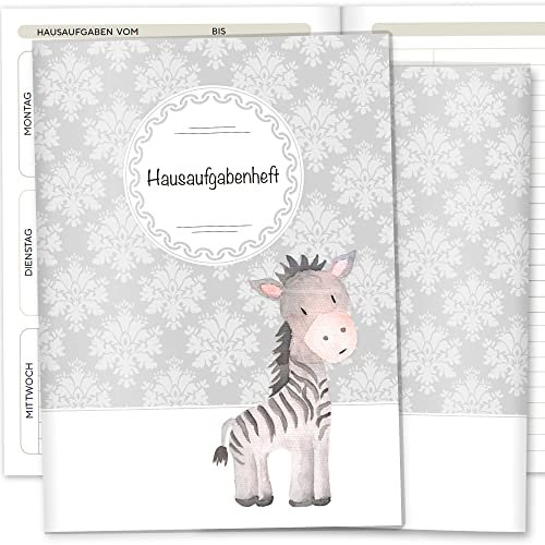 Olgs Hausaufgabenheft Hülle Black & White Schutzhülle schöne Geschenkidee (Ohne Personalisierung, Zebra)