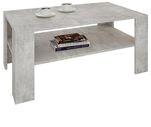 CARO-Möbel Couchtisch Wohnzimmertisch ANIMO in Beton Optik mit Ablage, 100 x 60 cm